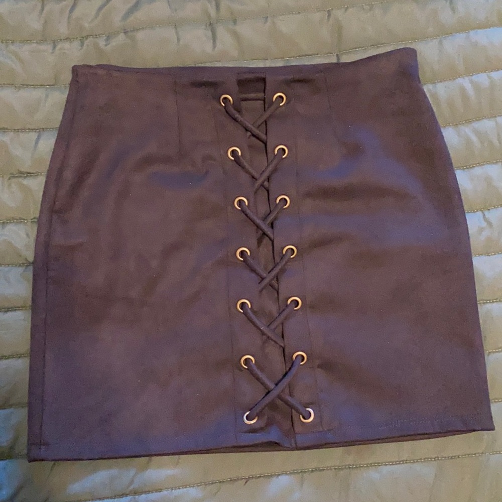 Navy blue faux suede mini skirt size medium